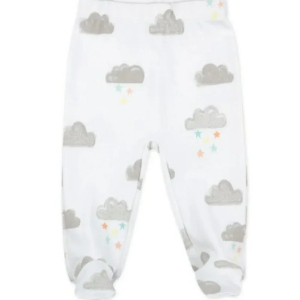 NWT. MAC & MOON Baby Neutral 3-Piece Organic Cotton Footed Set in Cloud Print - Picture 3 of 5
